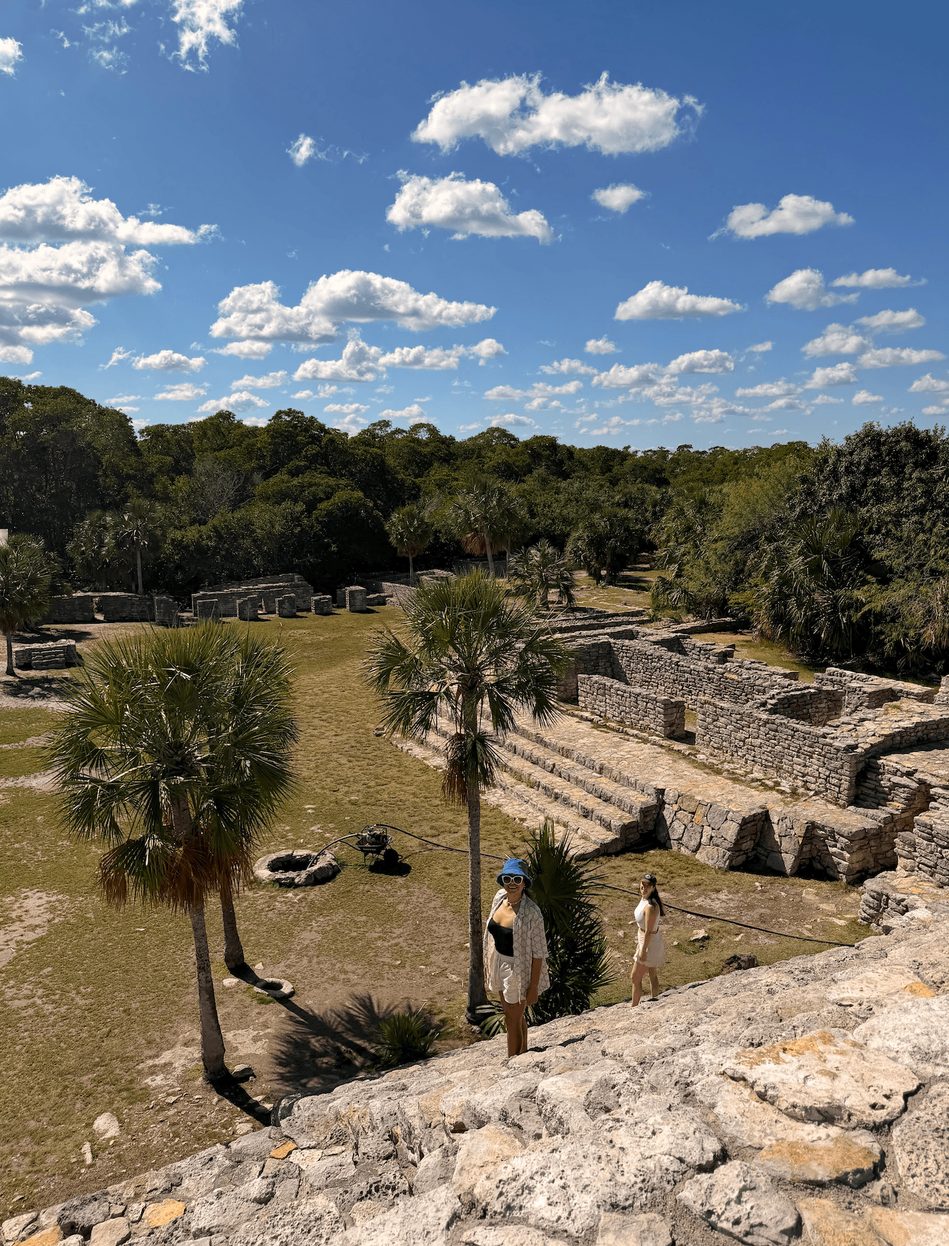 The Xcambo ruins surrounded by tropical greenery